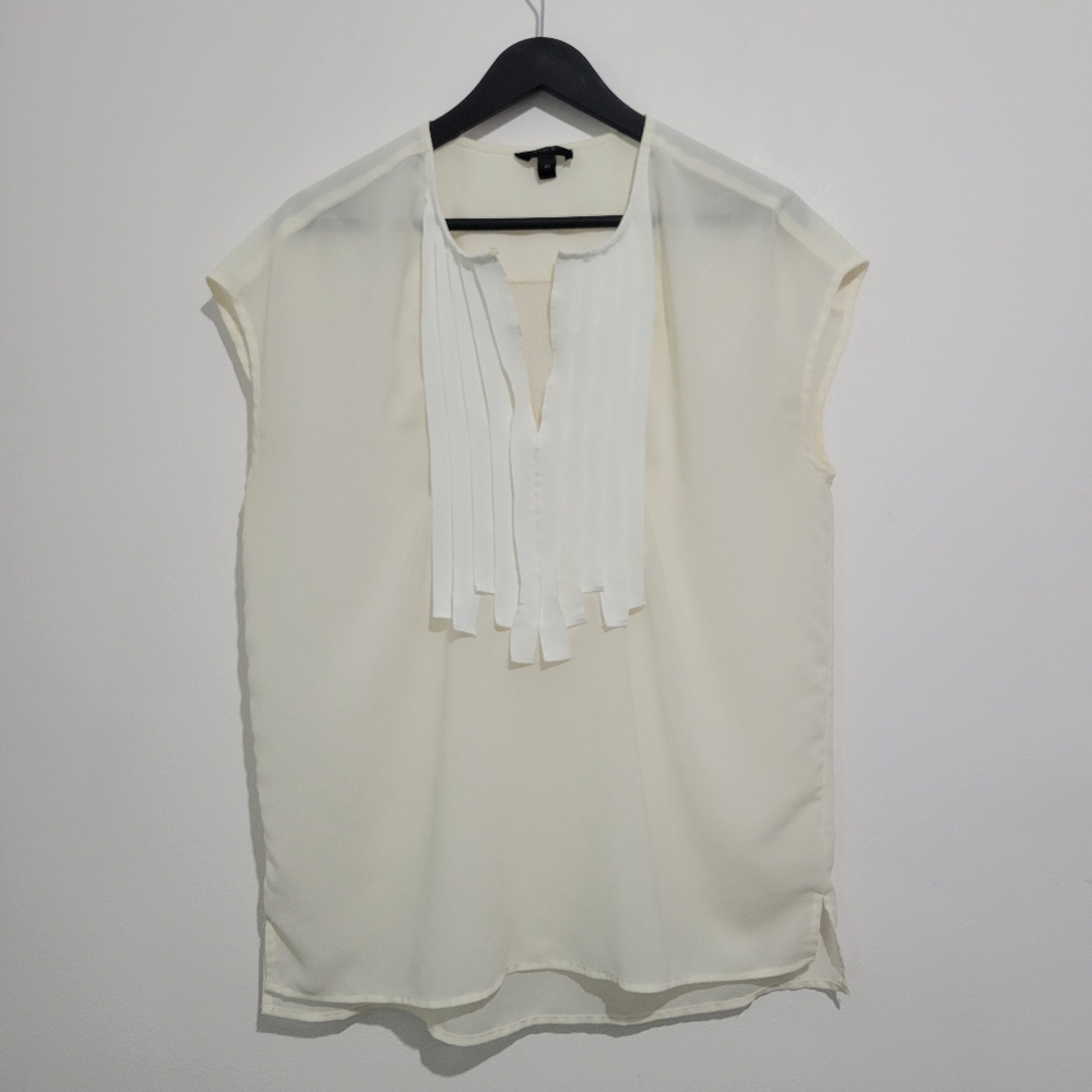 J. CREW WOMEN'S IVORY CREAM GROSGRAIN RIBBON SLEEVELESS BLOUSE